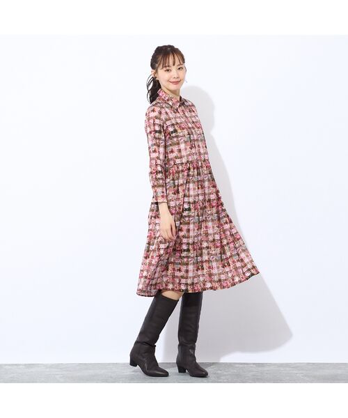 Liliane Burty ECLAT（Sサイズ） / リリアンビューティ エクラ ミニ丈・ひざ丈ワンピース | 【洗える】リバティ　ギンガムフラワープリントワンピース | 詳細17