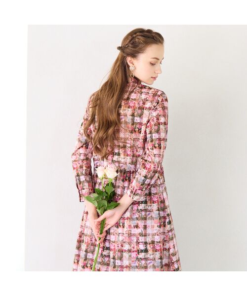 Liliane Burty ECLAT（Sサイズ） / リリアンビューティ エクラ ミニ丈・ひざ丈ワンピース | 【洗える】リバティ　ギンガムフラワープリントワンピース | 詳細9