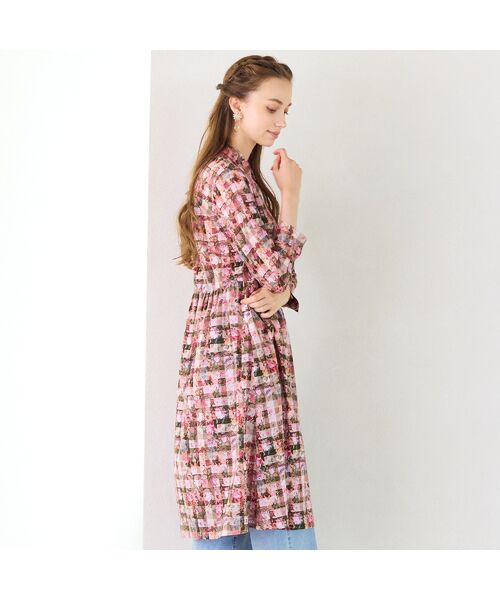 Liliane Burty ECLAT（Sサイズ） / リリアンビューティ エクラ ミニ丈・ひざ丈ワンピース | 【洗える】リバティ　ギンガムフラワープリントワンピース | 詳細10