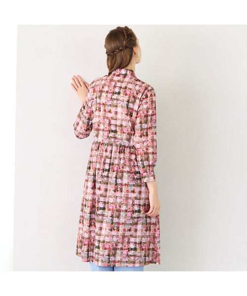 Liliane Burty ECLAT（Sサイズ） / リリアンビューティ エクラ ミニ丈・ひざ丈ワンピース | 【洗える】リバティ　ギンガムフラワープリントワンピース | 詳細11