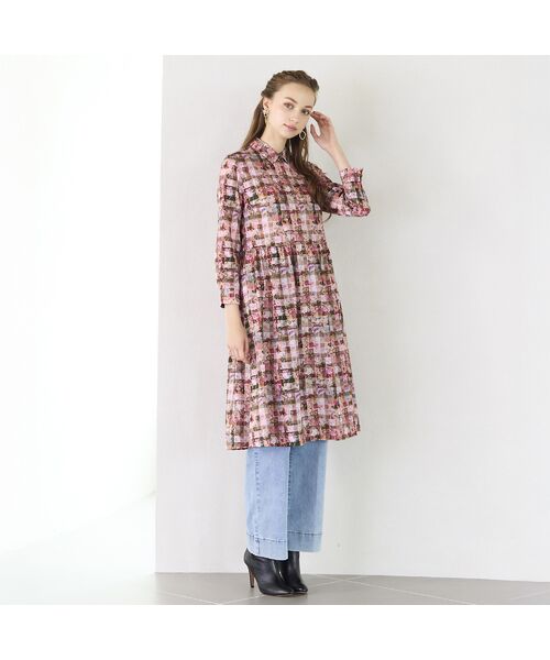 Liliane Burty ECLAT（Sサイズ） / リリアンビューティ エクラ ミニ丈・ひざ丈ワンピース | 【洗える】リバティ　ギンガムフラワープリントワンピース | 詳細13