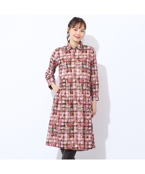 Liliane Burty ECLAT（Sサイズ） / リリアンビューティ エクラ ミニ丈・ひざ丈ワンピース | 【洗える】リバティ　ギンガムフラワープリントワンピース | 詳細14