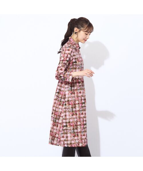 Liliane Burty ECLAT（Sサイズ） / リリアンビューティ エクラ ミニ丈・ひざ丈ワンピース | 【洗える】リバティ　ギンガムフラワープリントワンピース | 詳細15