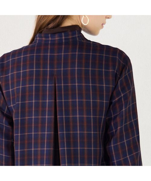 Liliane Burty ECLAT（Sサイズ） / リリアンビューティ エクラ シャツ・ブラウス | 【洗える】タータンチェックバンドカラーロングブラウス | 詳細6