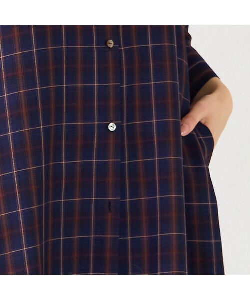 Liliane Burty ECLAT（Sサイズ） / リリアンビューティ エクラ シャツ・ブラウス | 【洗える】タータンチェックバンドカラーロングブラウス | 詳細7