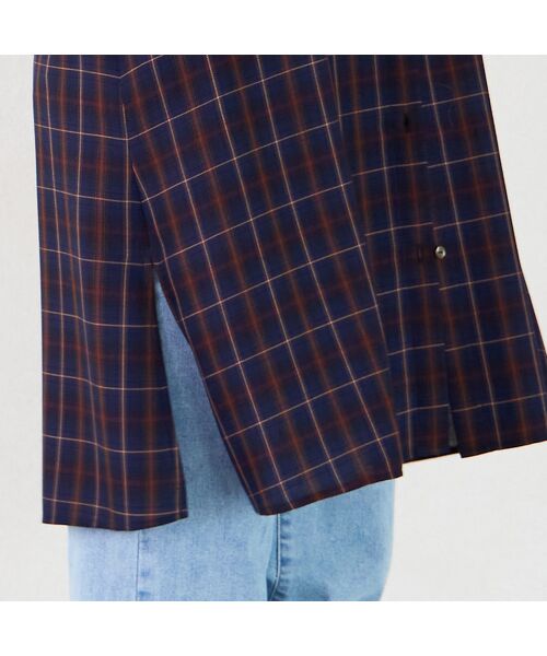 Liliane Burty ECLAT（Sサイズ） / リリアンビューティ エクラ シャツ・ブラウス | 【洗える】タータンチェックバンドカラーロングブラウス | 詳細8