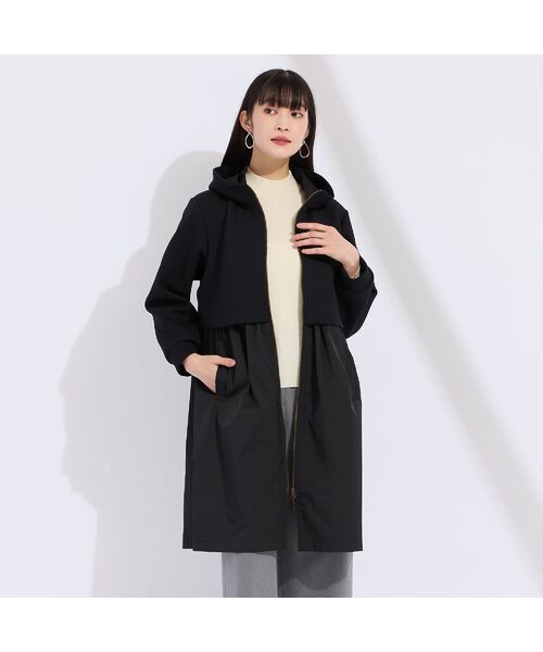 Liliane Burty ECLAT(Sサイズ)/リリアンビューティ エクラ ダンボール×タフタ切り替えコート ブラック S Liliane Burty ECLAT(Sサイズ)/リリアンビューティ エクラ ダンボール×タフタ切り替えコート ブラック S