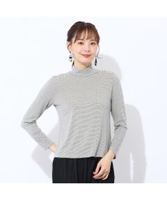 Liliane Burty ECLAT（Sサイズ） / リリアンビューティ エクラ カットソー | 【洗える】吸湿発熱　細ボーダーハイネックTシャツ