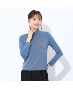 Liliane Burty ECLAT（Sサイズ） / リリアンビューティ エクラ カットソー | 【洗える】吸湿発熱　細ボーダーハイネックTシャツ