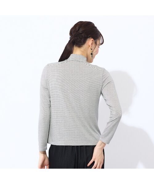 Liliane Burty ECLAT（Sサイズ） / リリアンビューティ エクラ カットソー | 【洗える】吸湿発熱　細ボーダーハイネックTシャツ | 詳細2