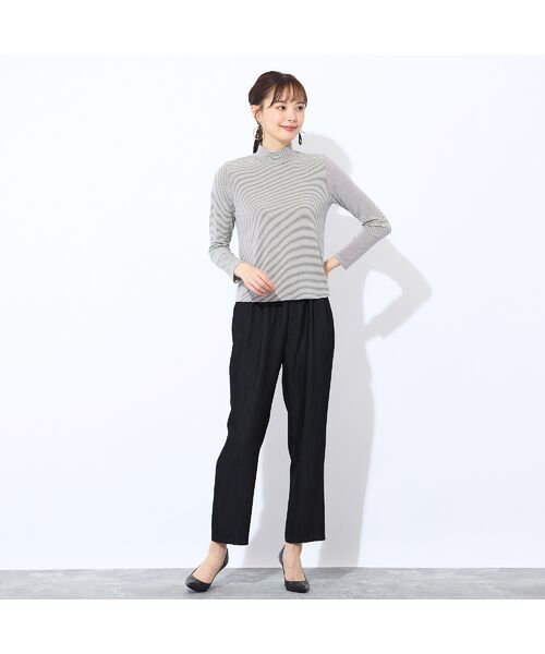 Liliane Burty ECLAT（Sサイズ） / リリアンビューティ エクラ カットソー | 【洗える】吸湿発熱　細ボーダーハイネックTシャツ | 詳細3