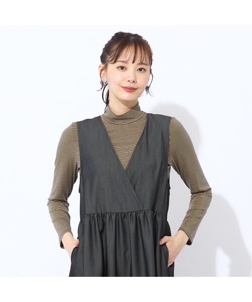 Liliane Burty ECLAT（Sサイズ） / リリアンビューティ エクラ カットソー | 【洗える】吸湿発熱　細ボーダーハイネックTシャツ | 詳細7