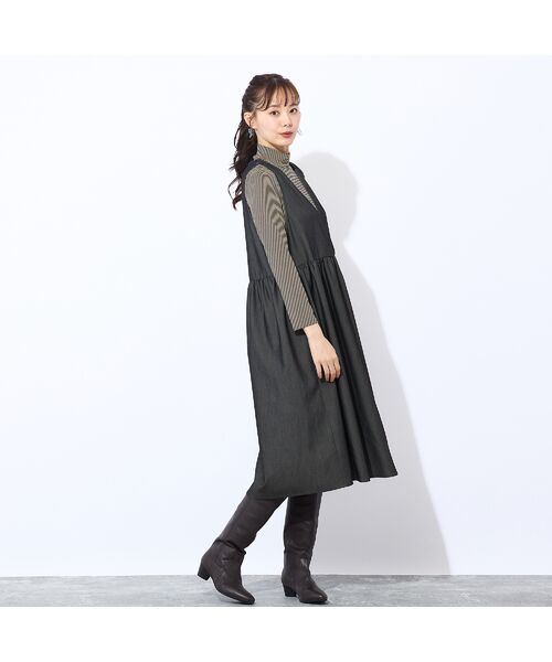 Liliane Burty ECLAT（Sサイズ） / リリアンビューティ エクラ カットソー | 【洗える】吸湿発熱　細ボーダーハイネックTシャツ | 詳細9