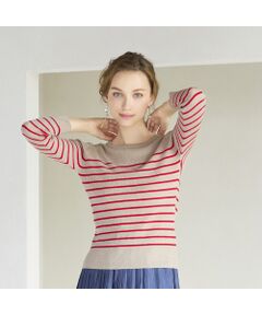 Liliane Burty ECLAT（Sサイズ） / リリアンビューティ エクラ ニット・セーター | 【洗える】リブボーダープルオーバーニット