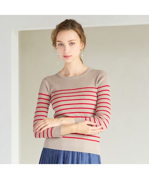 Liliane Burty ECLAT（Sサイズ） / リリアンビューティ エクラ ニット・セーター | 【洗える】リブボーダープルオーバーニット | 詳細2