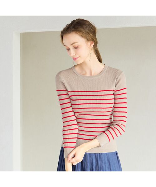 Liliane Burty ECLAT（Sサイズ） / リリアンビューティ エクラ ニット・セーター | 【洗える】リブボーダープルオーバーニット | 詳細3