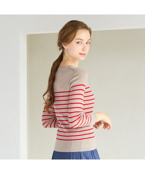 Liliane Burty ECLAT（Sサイズ） / リリアンビューティ エクラ ニット・セーター | 【洗える】リブボーダープルオーバーニット | 詳細4