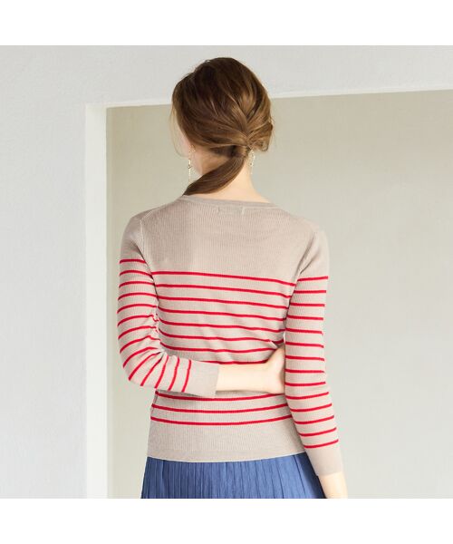 Liliane Burty ECLAT（Sサイズ） / リリアンビューティ エクラ ニット・セーター | 【洗える】リブボーダープルオーバーニット | 詳細5