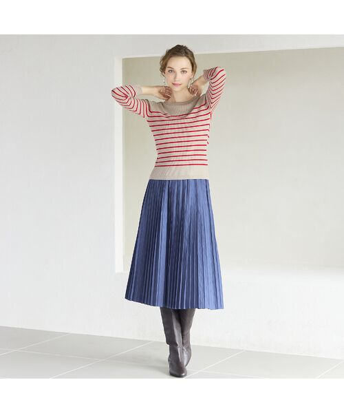 Liliane Burty ECLAT（Sサイズ） / リリアンビューティ エクラ ニット・セーター | 【洗える】リブボーダープルオーバーニット | 詳細6