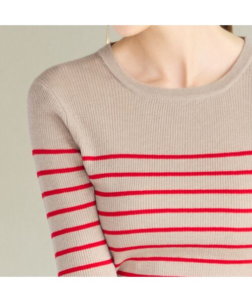 Liliane Burty ECLAT（Sサイズ） / リリアンビューティ エクラ ニット・セーター | 【洗える】リブボーダープルオーバーニット | 詳細7