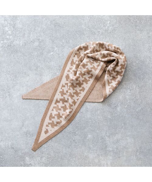 Liliane Burty ECLAT（Sサイズ）/リリアンビューティ エクラ 幾何柄ニットストール ベージュ F
