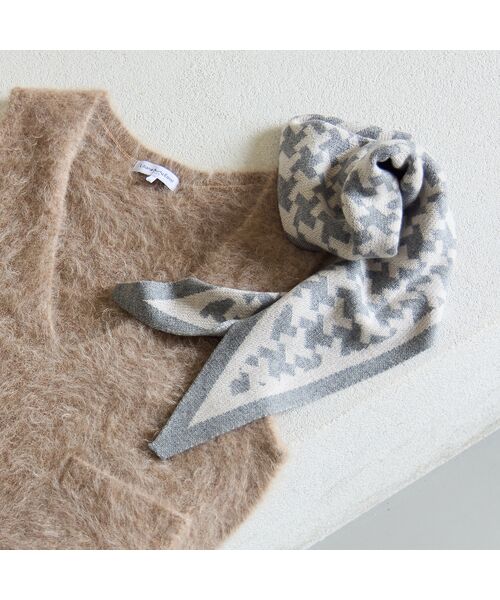 Liliane Burty ECLAT（Sサイズ） / リリアンビューティ エクラ マフラー・ショール・スヌード・ストール | 幾何柄ニットストール | 詳細1