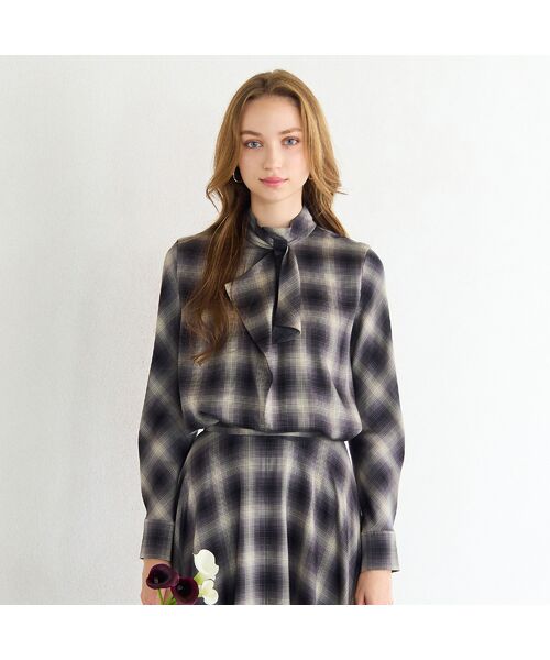 Liliane Burty ECLAT（Sサイズ） / リリアンビューティ エクラ シャツ・ブラウス | 【セットアップ対応】オンブレーチェックブラウス | 詳細1