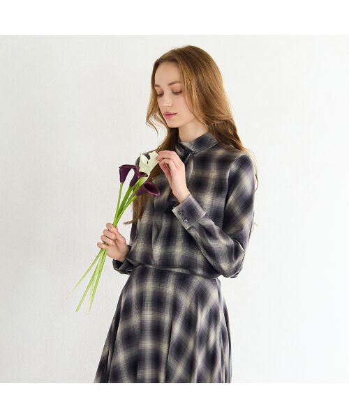 Liliane Burty ECLAT（Sサイズ） / リリアンビューティ エクラ シャツ・ブラウス | 【セットアップ対応】オンブレーチェックブラウス | 詳細2