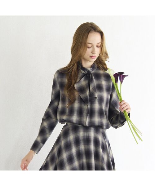 Liliane Burty ECLAT（Sサイズ） / リリアンビューティ エクラ シャツ・ブラウス | 【セットアップ対応】オンブレーチェックブラウス | 詳細3