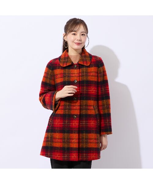 Liliane Burty ECLAT（Sサイズ） / リリアンビューティ エクラ ステンカラーコート | イタリア製素材スライバーチェックコート | 詳細1