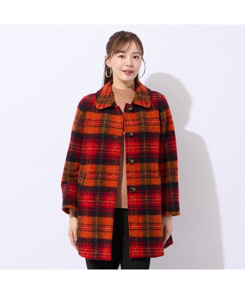 Liliane Burty ECLAT（Sサイズ） / リリアンビューティ エクラ ステンカラーコート | イタリア製素材スライバーチェックコート | 詳細2