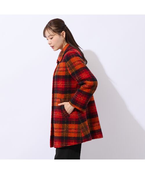 Liliane Burty ECLAT（Sサイズ） / リリアンビューティ エクラ ステンカラーコート | イタリア製素材スライバーチェックコート | 詳細3