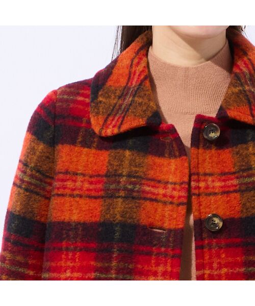 Liliane Burty ECLAT（Sサイズ） / リリアンビューティ エクラ ステンカラーコート | イタリア製素材スライバーチェックコート | 詳細6