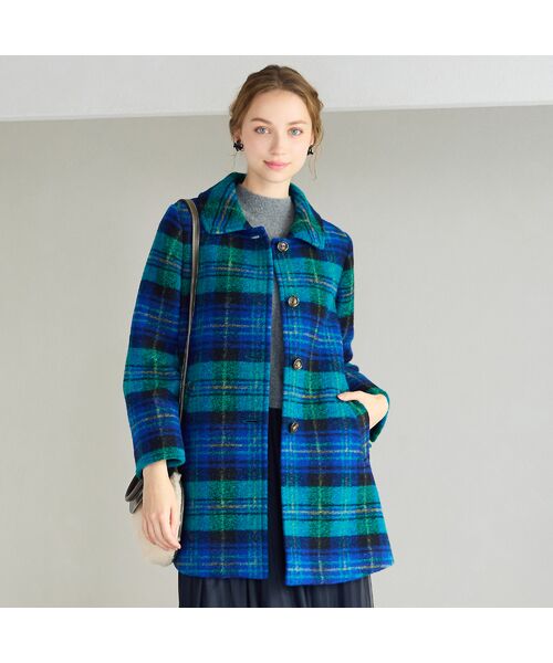 Liliane Burty ECLAT（Sサイズ） / リリアンビューティ エクラ ステンカラーコート | イタリア製素材スライバーチェックコート | 詳細7