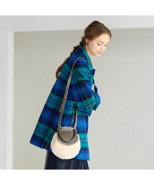 Liliane Burty ECLAT（Sサイズ） / リリアンビューティ エクラ ステンカラーコート | イタリア製素材スライバーチェックコート | 詳細8