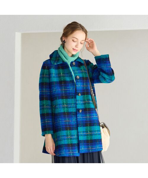 Liliane Burty ECLAT（Sサイズ） / リリアンビューティ エクラ ステンカラーコート | イタリア製素材スライバーチェックコート | 詳細10