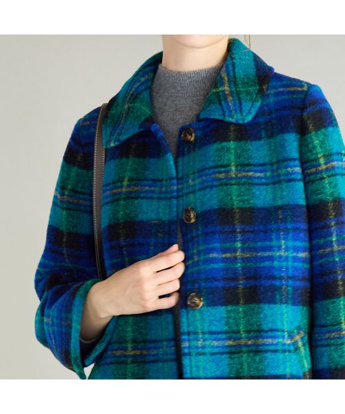 Liliane Burty ECLAT（Sサイズ） / リリアンビューティ エクラ ステンカラーコート | イタリア製素材スライバーチェックコート | 詳細13