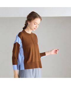 Liliane Burty ECLAT（Sサイズ） / リリアンビューティ エクラ ニット・セーター | 【洗える】バイカラープルオーバーニット