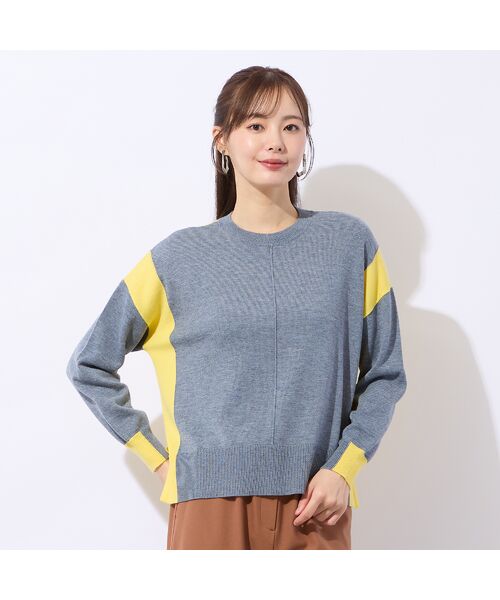 Liliane Burty ECLAT（Sサイズ） / リリアンビューティ エクラ ニット・セーター | 【洗える】バイカラープルオーバーニット | 詳細1