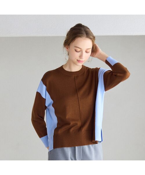 Liliane Burty ECLAT（Sサイズ） / リリアンビューティ エクラ ニット・セーター | 【洗える】バイカラープルオーバーニット | 詳細5