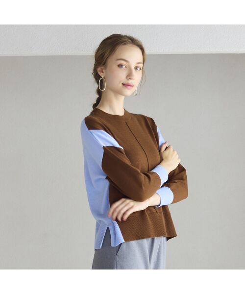 Liliane Burty ECLAT（Sサイズ） / リリアンビューティ エクラ ニット・セーター | 【洗える】バイカラープルオーバーニット | 詳細6