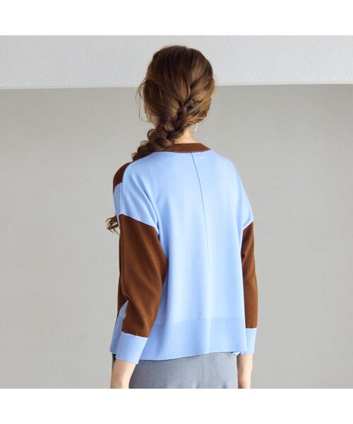 Liliane Burty ECLAT（Sサイズ） / リリアンビューティ エクラ ニット・セーター | 【洗える】バイカラープルオーバーニット | 詳細8