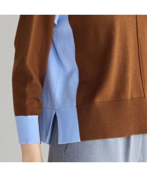 Liliane Burty ECLAT（Sサイズ） / リリアンビューティ エクラ ニット・セーター | 【洗える】バイカラープルオーバーニット | 詳細12