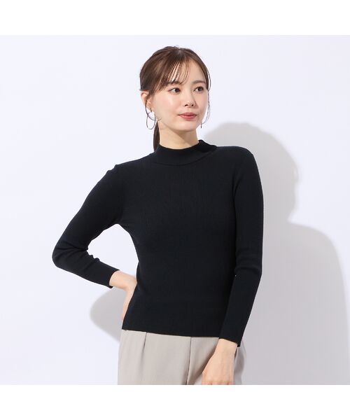 Liliane Burty ECLAT（Sサイズ）/リリアンビューティ エクラ 【洗える】ハイネックリブニット ブラック M