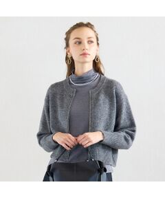 Liliane Burty ECLAT（Sサイズ） / リリアンビューティ エクラ カーディガン・ボレロ | 【洗える】ネップツイードジップアップニット