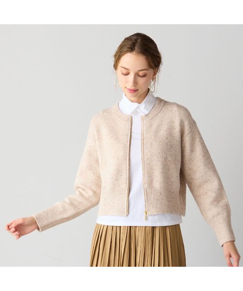 Liliane Burty ECLAT（Sサイズ） / リリアンビューティ エクラ カーディガン・ボレロ | 【洗える】ネップツイードジップアップニット | 詳細1