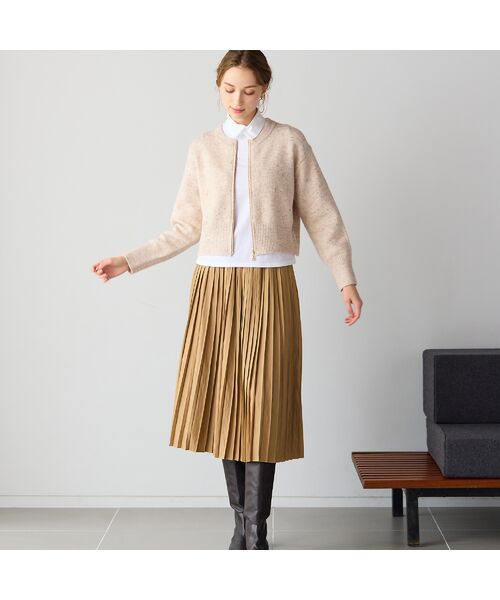 Liliane Burty ECLAT（Sサイズ） / リリアンビューティ エクラ カーディガン・ボレロ | 【洗える】ネップツイードジップアップニット | 詳細4