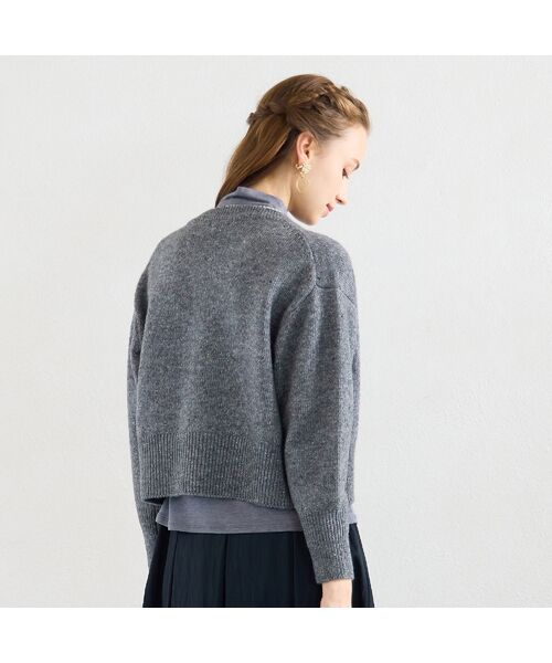 Liliane Burty ECLAT（Sサイズ） / リリアンビューティ エクラ カーディガン・ボレロ | 【洗える】ネップツイードジップアップニット | 詳細9