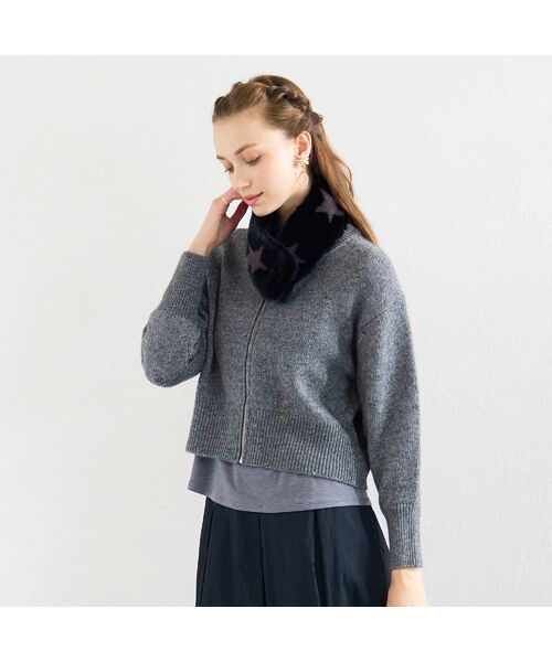Liliane Burty ECLAT（Sサイズ） / リリアンビューティ エクラ カーディガン・ボレロ | 【洗える】ネップツイードジップアップニット | 詳細10