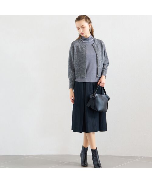 Liliane Burty ECLAT（Sサイズ） / リリアンビューティ エクラ カーディガン・ボレロ | 【洗える】ネップツイードジップアップニット | 詳細11